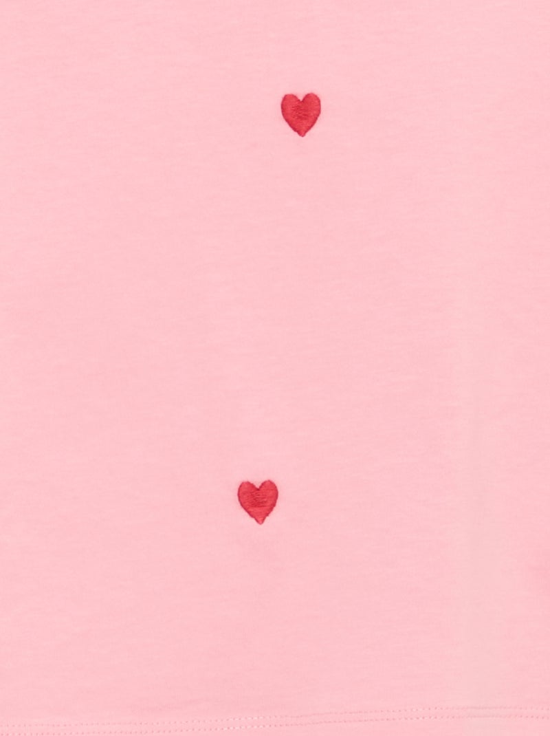 T-shirt a maniche corte con ricami Rosa - Kiabi