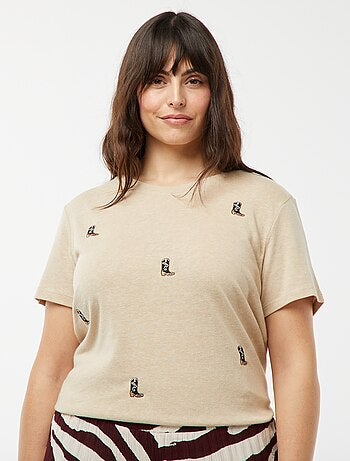 T-shirt a maniche corte con ricami 'texani'