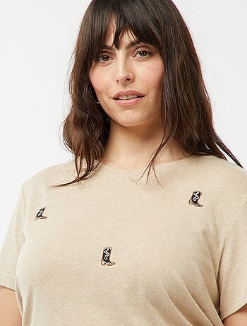 T-shirt a maniche corte con ricami 'texani'