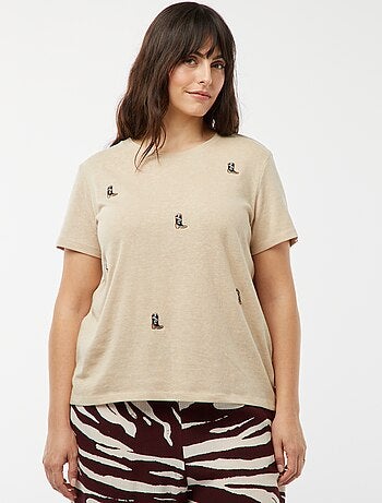 T-shirt a maniche corte con ricami 'texani'