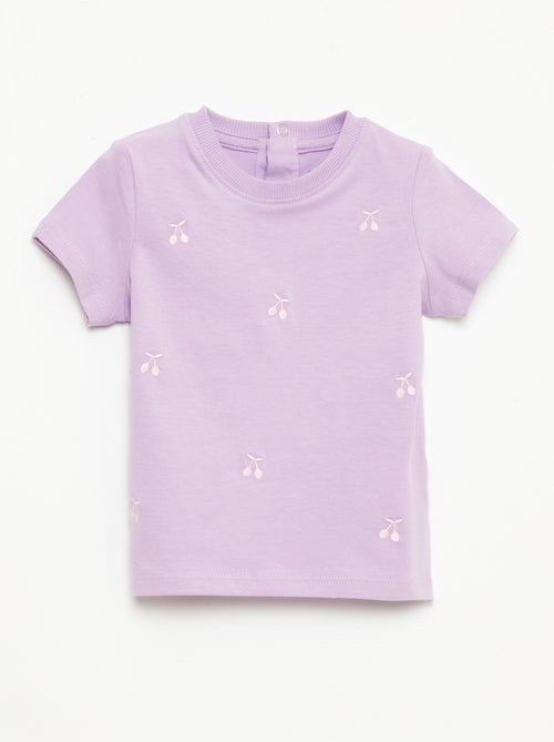 T-shirt a maniche corte con ricami - Kiabi
