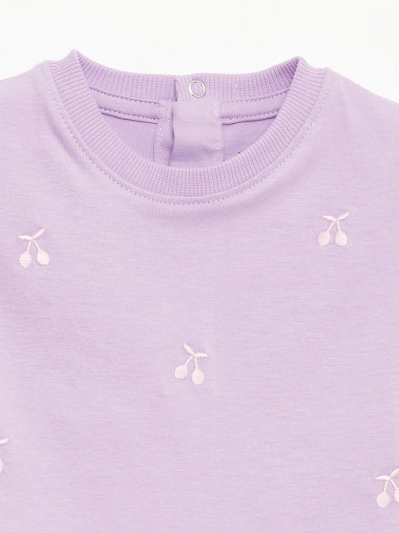 T-shirt a maniche corte con ricami Viola - Kiabi
