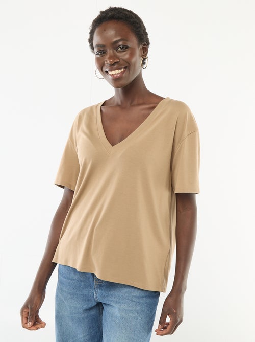 T-shirt a maniche corte con scollo a V - Kiabi