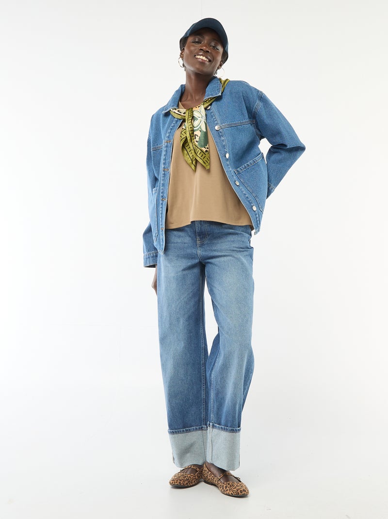T-shirt a maniche corte con scollo a V Beige - Kiabi