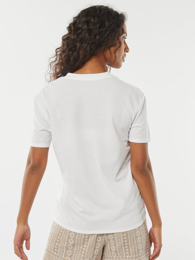 T-shirt a maniche corte con scollo a V bianco - Kiabi