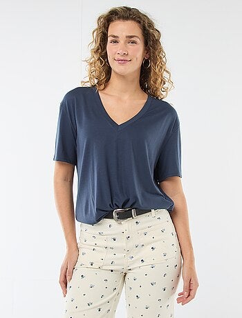 T-shirt a maniche corte con scollo a V