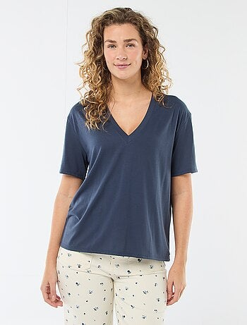 T-shirt a maniche corte con scollo a V