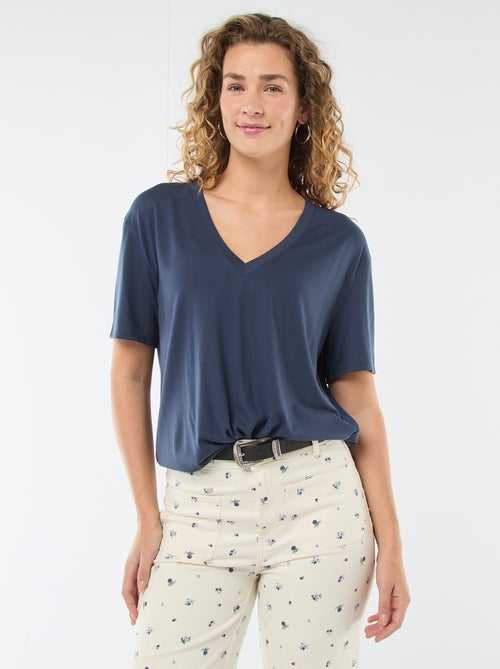 T-shirt a maniche corte con scollo a V - Kiabi