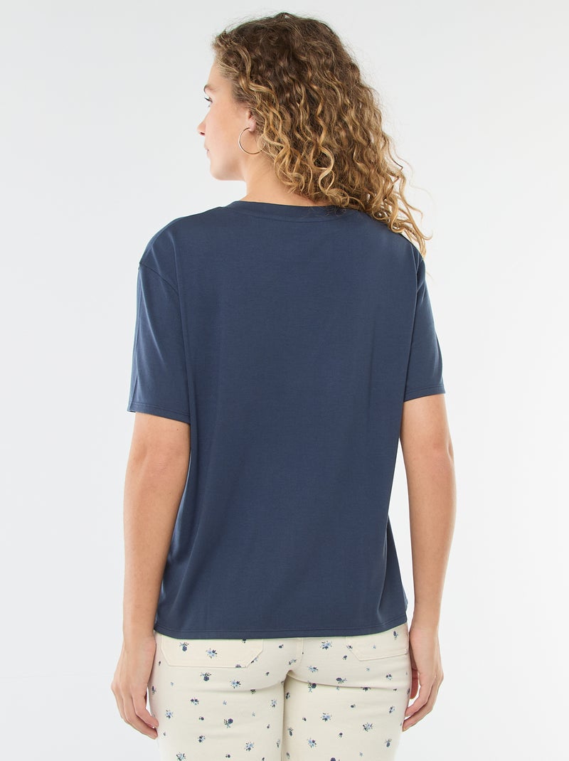 T-shirt a maniche corte con scollo a V Blu - Kiabi