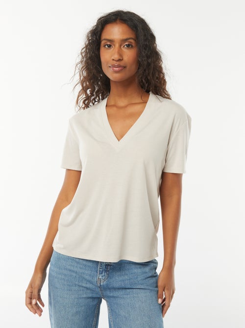 T-shirt a maniche corte con scollo a V - Kiabi