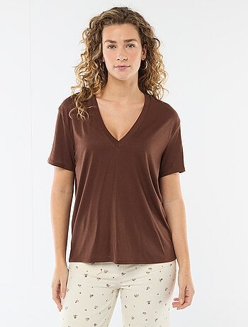 T-shirt a maniche corte con scollo a V