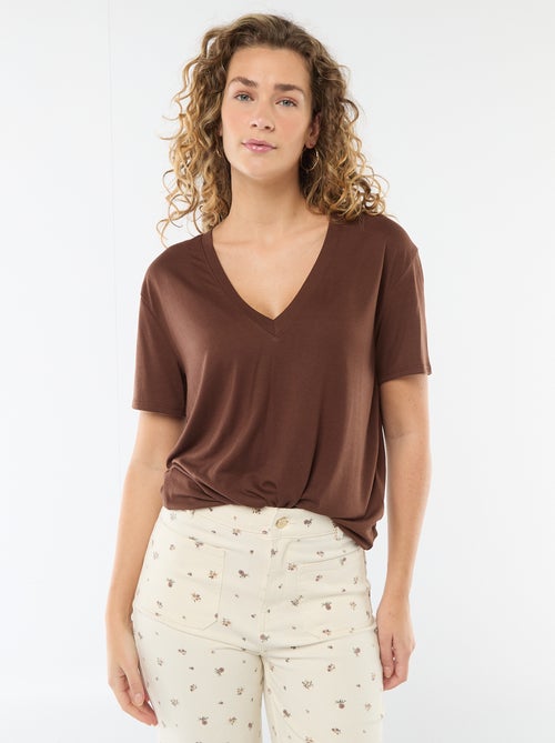T-shirt a maniche corte con scollo a V - Kiabi