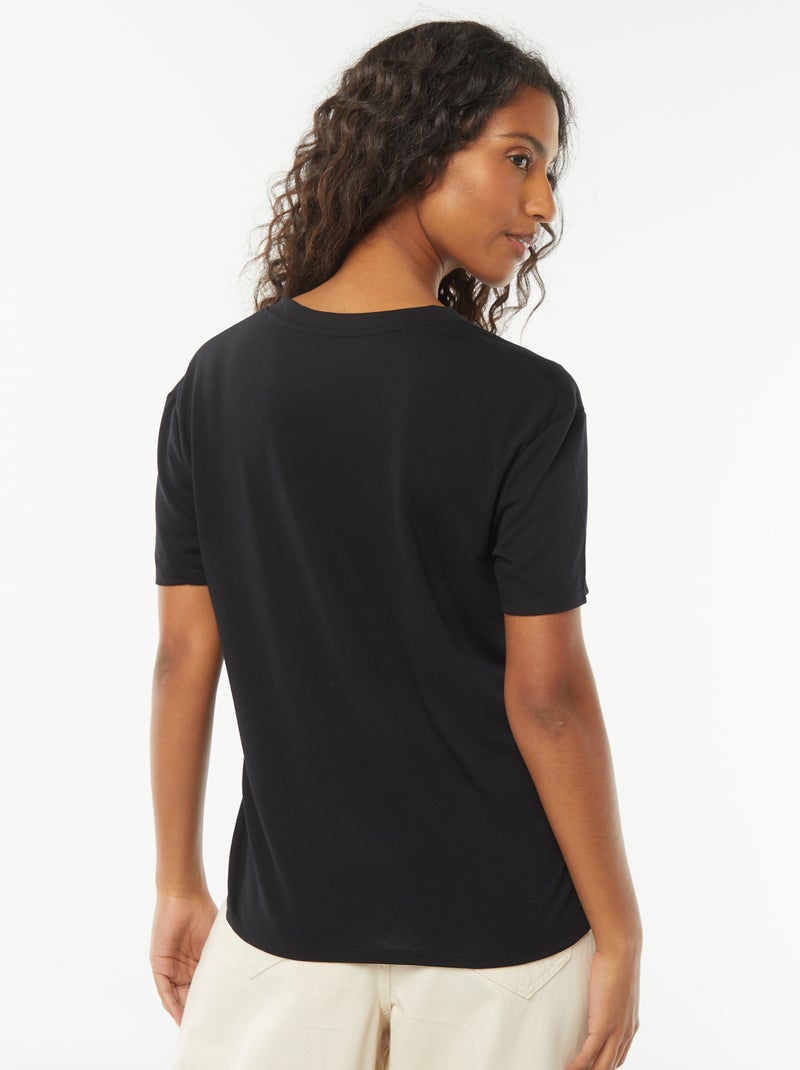 T-shirt a maniche corte con scollo a V nero - Kiabi