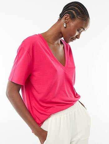 T-shirt a maniche corte con scollo a V