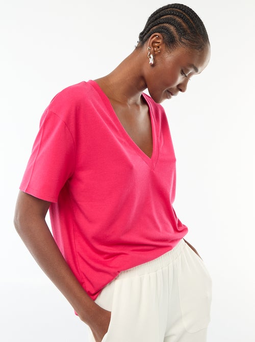 T-shirt a maniche corte con scollo a V - Kiabi