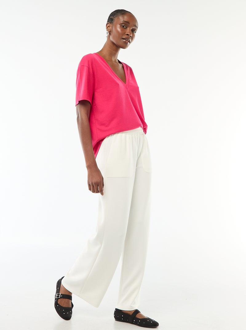 T-shirt a maniche corte con scollo a V Rosa - Kiabi