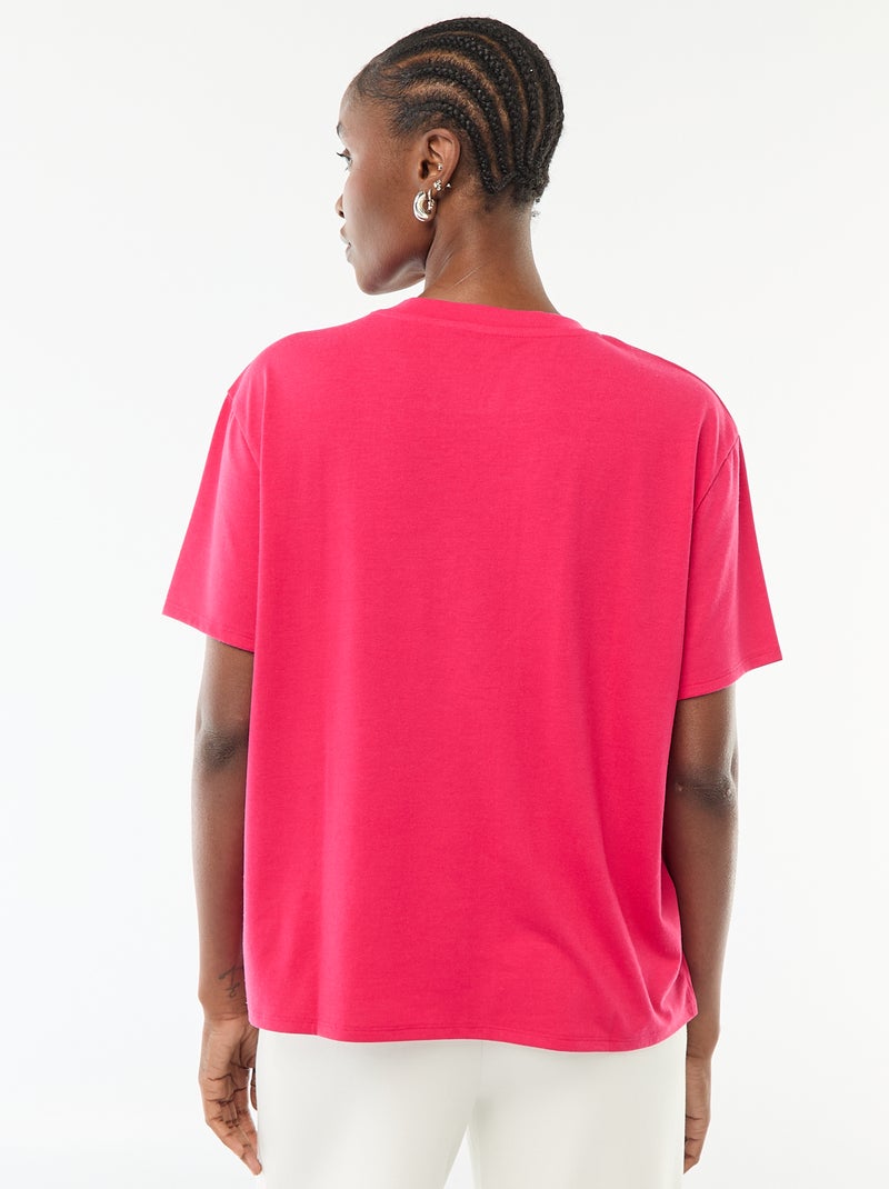 T-shirt a maniche corte con scollo a V Rosa - Kiabi