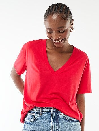 T-shirt a maniche corte con scollo a V