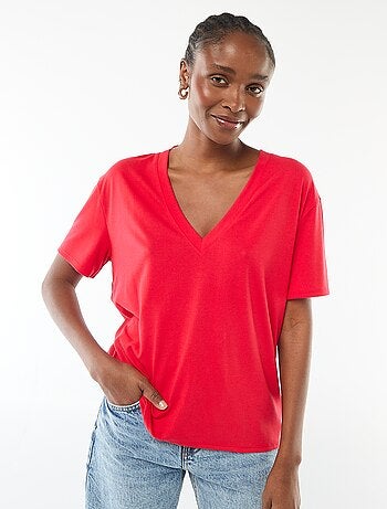 T-shirt a maniche corte con scollo a V