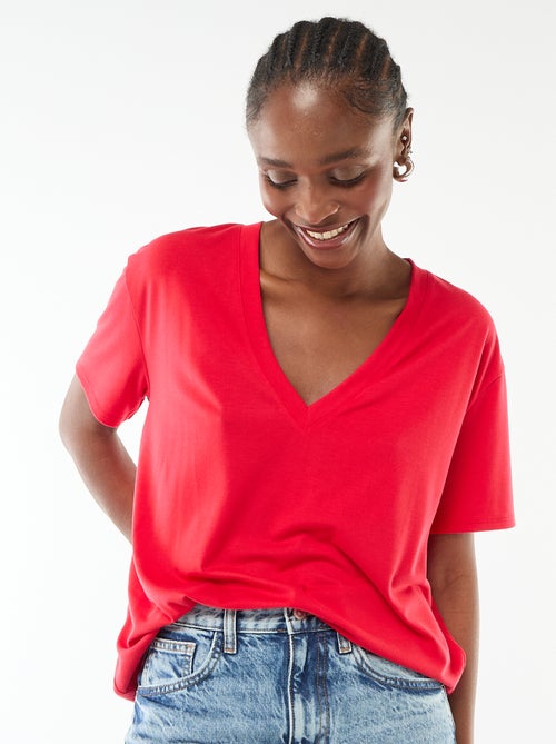 T-shirt a maniche corte con scollo a V - Kiabi