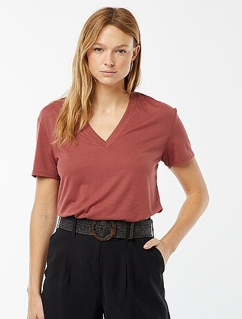 T-shirt a maniche corte con scollo a V