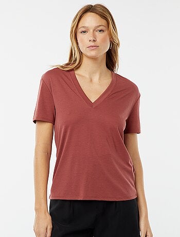 T-shirt a maniche corte con scollo a V