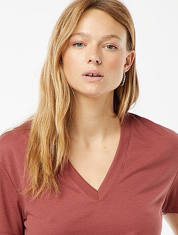 T-shirt a maniche corte con scollo a V