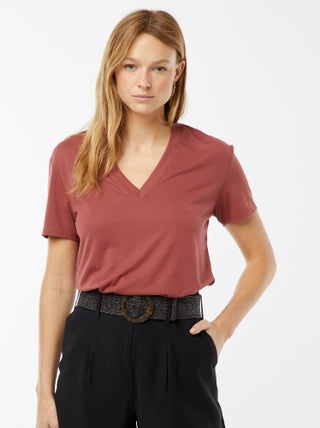 T-shirt a maniche corte con scollo a V