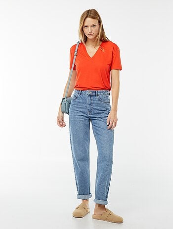 T-shirt a maniche corte con scollo a V
