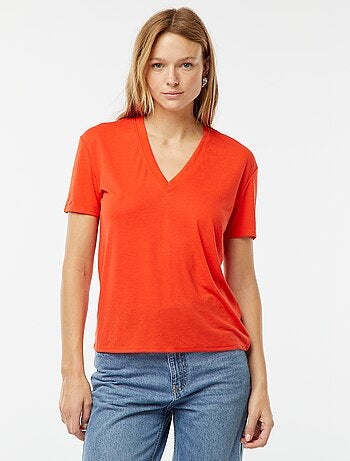 T-shirt a maniche corte con scollo a V
