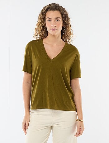 T-shirt a maniche corte con scollo a V