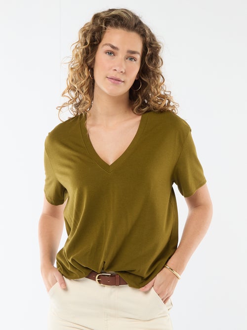 T-shirt a maniche corte con scollo a V - Kiabi