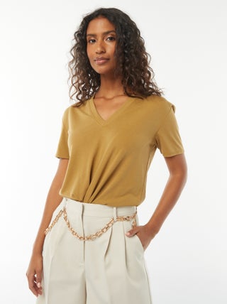 T-shirt a maniche corte con scollo a V