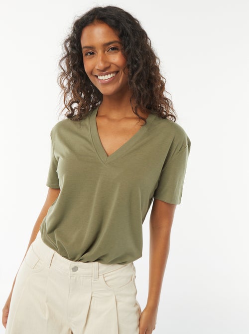 T-shirt a maniche corte con scollo a V - Kiabi