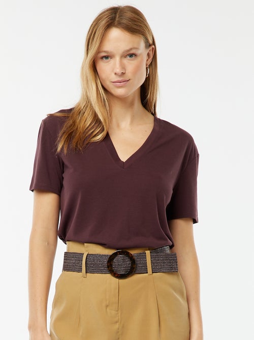 T-shirt a maniche corte con scollo a V - Kiabi
