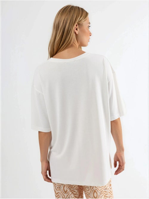 T-shirt a maniche corte con scollo rotondo e dettaglio con spacco busem - Kiabi