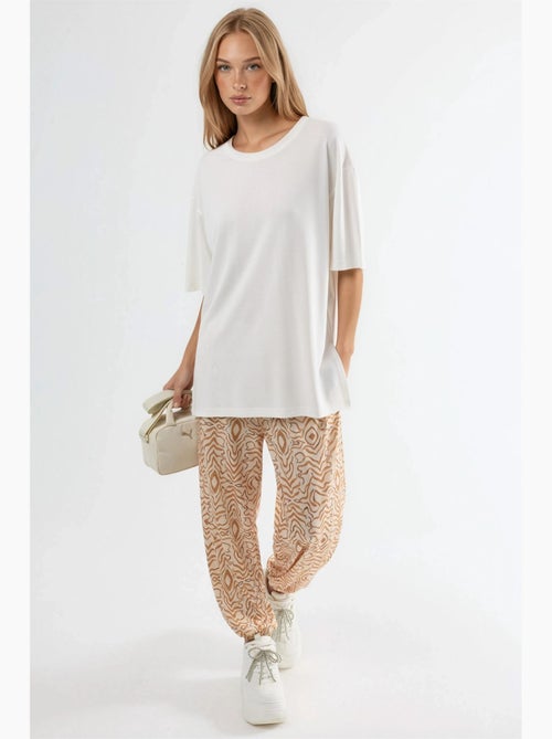 T-shirt a maniche corte con scollo rotondo e dettaglio con spacco busem - Kiabi