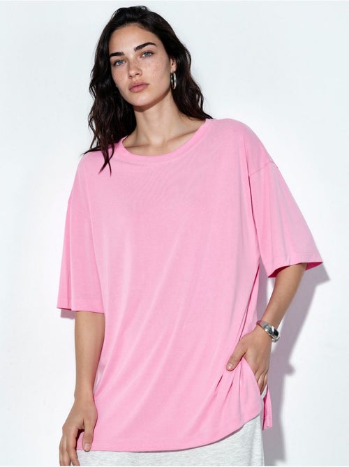 T-shirt a maniche corte con scollo rotondo e dettaglio con spacco busem - Kiabi