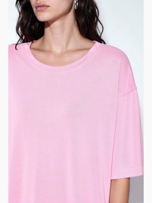 T-shirt a maniche corte con scollo rotondo e dettaglio con spacco busem - Kiabi