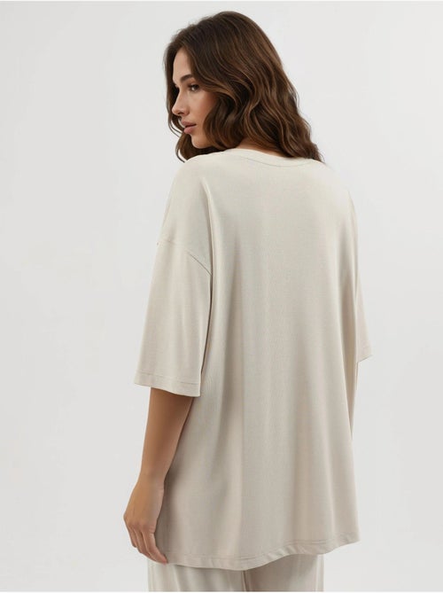 T-shirt a maniche corte con scollo rotondo e dettaglio con spacco busem - Kiabi