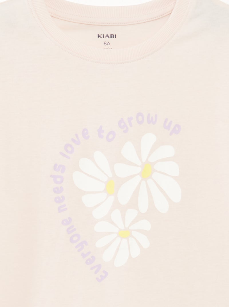 Koton T-shirt Bambina Maniche Corte In Cotone - Scollo Rotondo, Colore Lilla Chiaro Con Fiocchi E Paillettes, Taglia 5/6 Anni