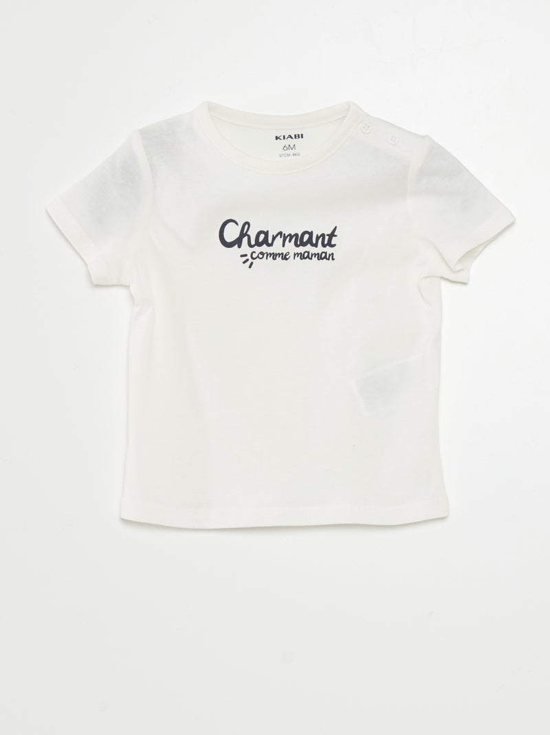 T-shirt a maniche corte con scritta BIANCO - Kiabi