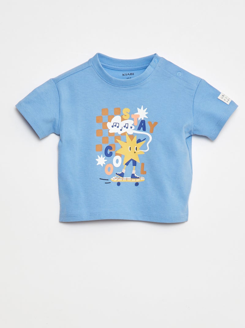 T-shirt a maniche corte con stampa - Grafik Edition Blu - Kiabi