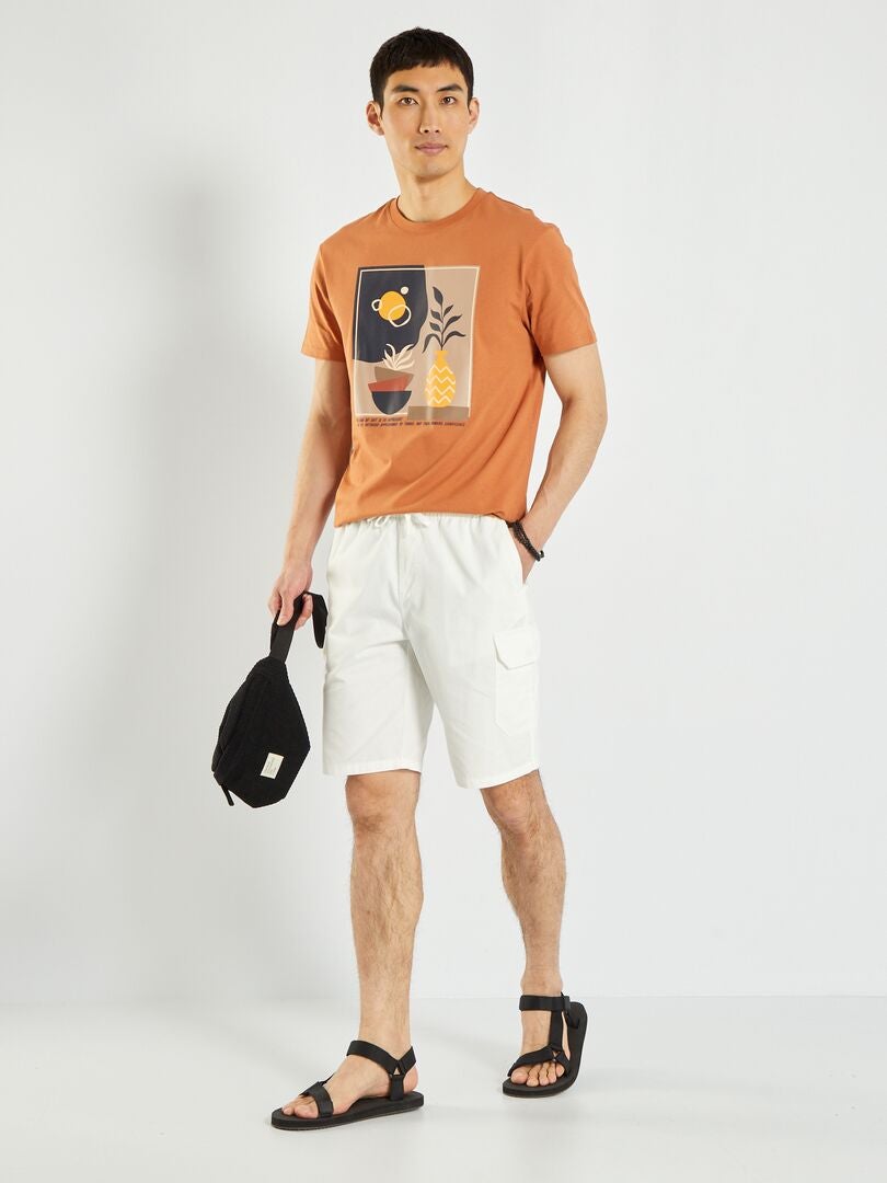 T-shirt a maniche corte con stampa arancio ruggine - Kiabi