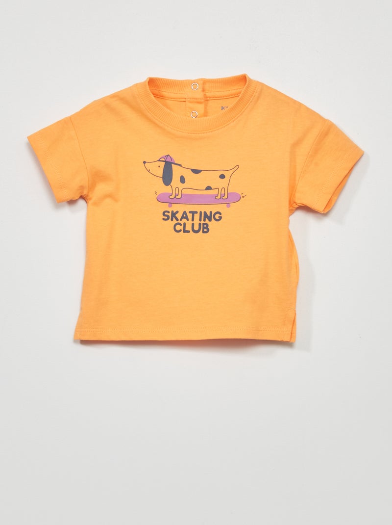 T-shirt a maniche corte con stampa ARANCIONE - Kiabi