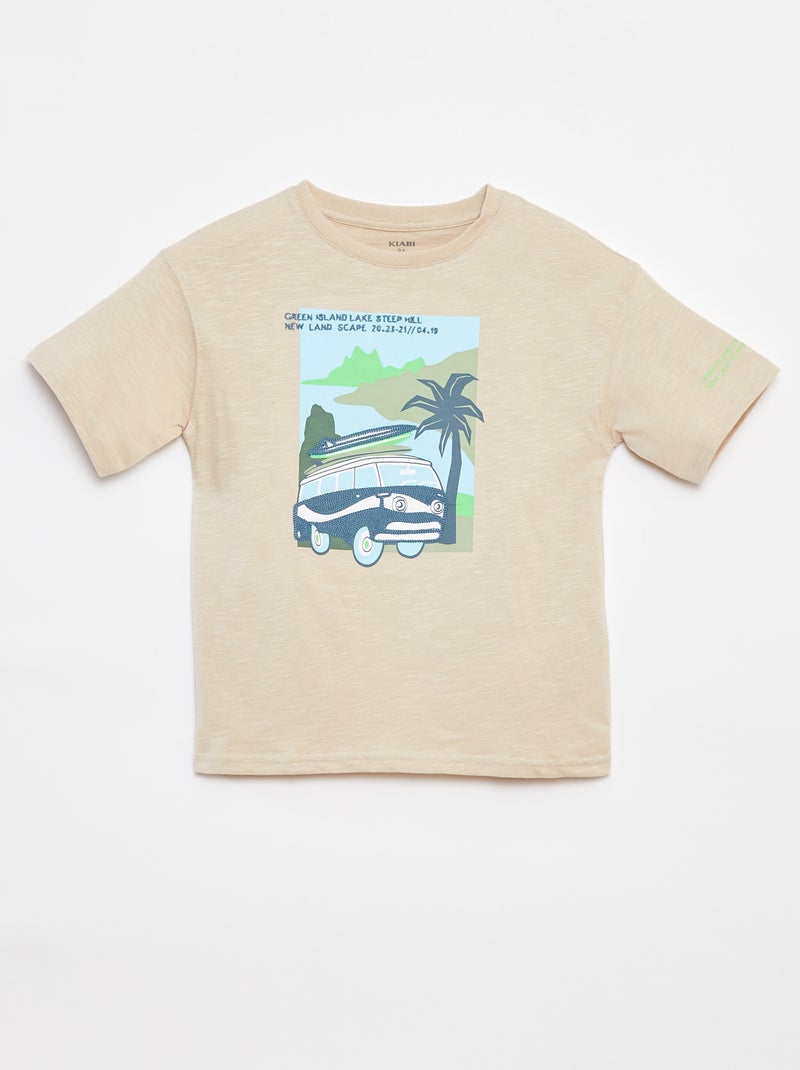 T-shirt a maniche corte con stampa BEIGE - Kiabi