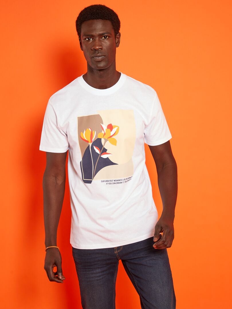 T-shirt a maniche corte con stampa BIANCO - Kiabi