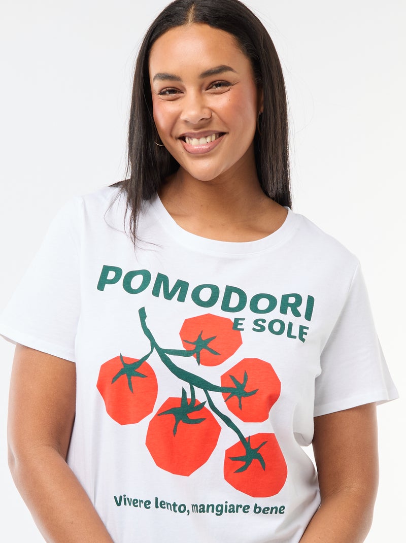 T-shirt a maniche corte con stampa Bianco - Kiabi