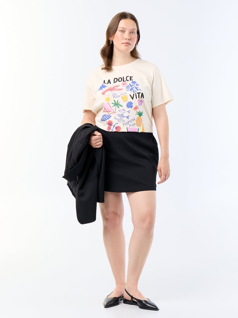 T-shirt a maniche corte con stampa Bianco - Kiabi