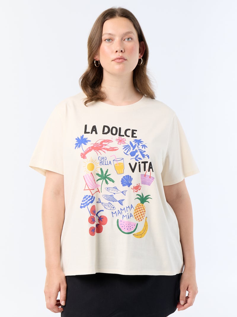 T-shirt a maniche corte con stampa Bianco - Kiabi